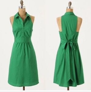 Anthropologie - Maeve Fountain Of Youth Kelly Green Dress Size 10